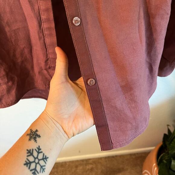 Athleta Tawny Rose Playa Linen Button Front Long Sleeve Oversized Shirt Size XL - Picture 8 of 14